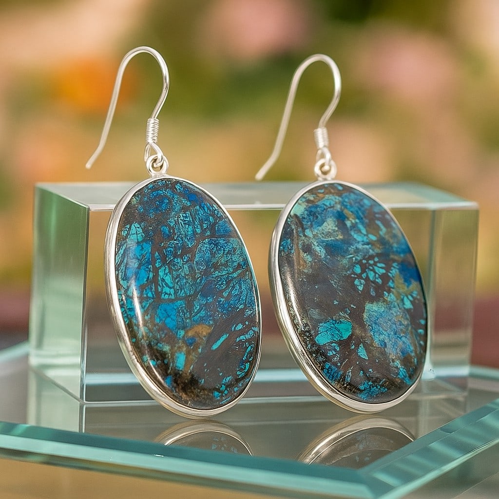 AZURITE 92.5 STERLING SILVER EARRING (1 of 4)