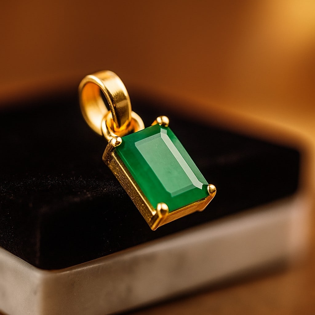 NATURAL EMERALD GEMSTONE 14KT YELLOW GOLD HANDMADE PENDANT JEWELRY: NATURAL EMERALD GEMSTONE 14KT YELLOW GOLD HANDMADE PENDANT JEWELRY GEMSTONE : EMERALD STONE SHAPE : OCTAGON STONE SIZE : 7X5 MM STONE WEIGHT : 0.95 CTS METAL : YELLOW GOLD METAL PURITY : 14 KT</