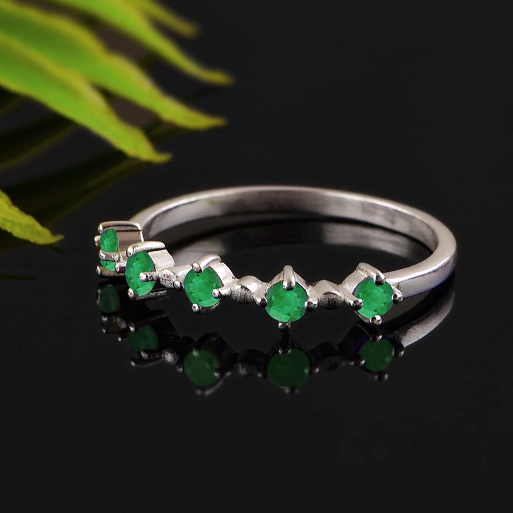 Natural Emerald 14 KT White Gold Ring (1 of 4)