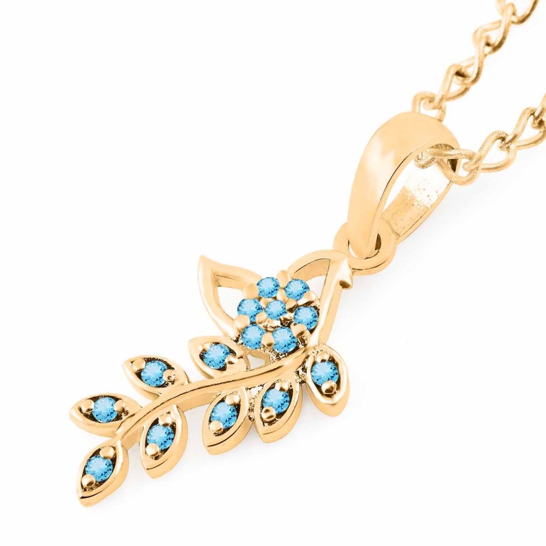 Natural Blue Topaz 14 KT Yellow Gold Pendant (1 of 2)