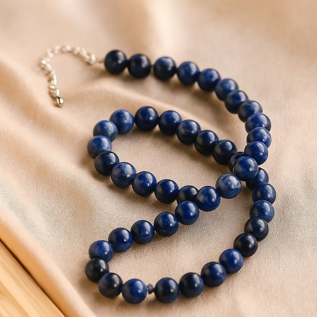 Natural Sodalite AAA 8 MM Round Smooth Beads Necklace: Natural Sodalite AAA 8 MM Round Smooth Beads Necklace Gemstone : Sodalite AAA Shape : Round Beads Beads Size : 8 MM Beads Type : Smooth Necklace Length : 17.5 Inches + 2.5 Inches Adjustable Chain</