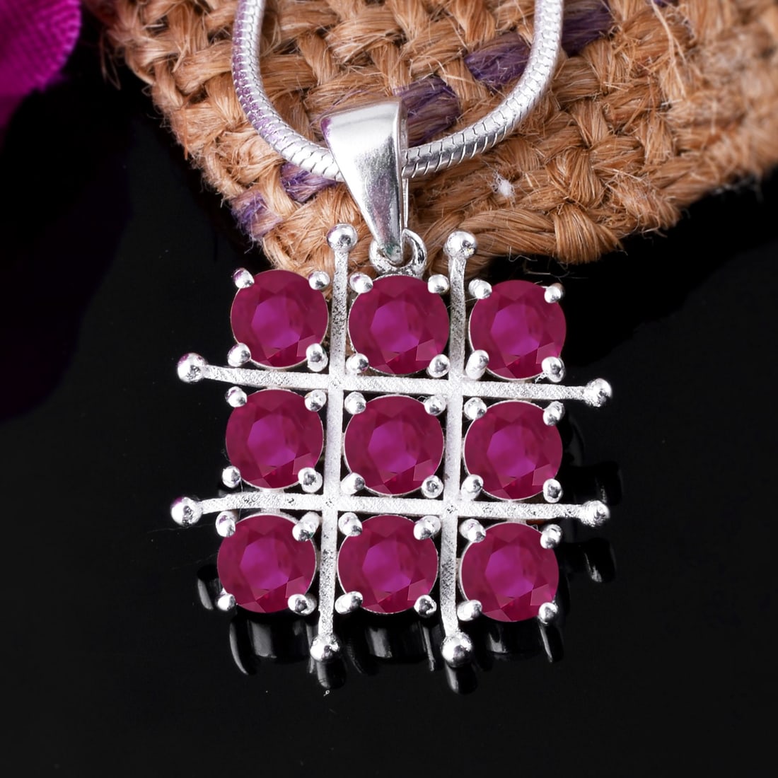 Natural Ruby 14 KT White Gold Pendant (1 of 4)