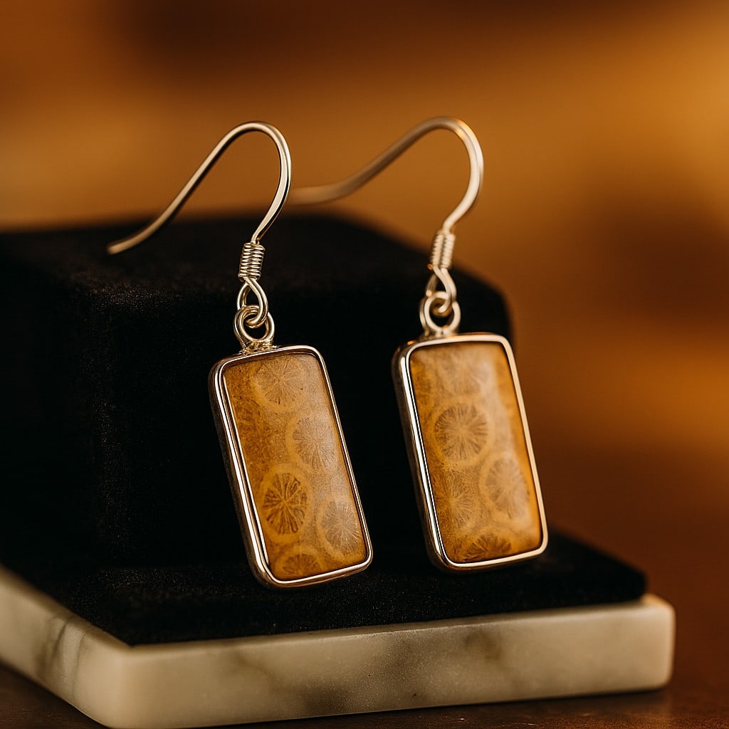 FOSSIL CORAL 92.5 STERLING SILVER EARRING (1 of 4)
