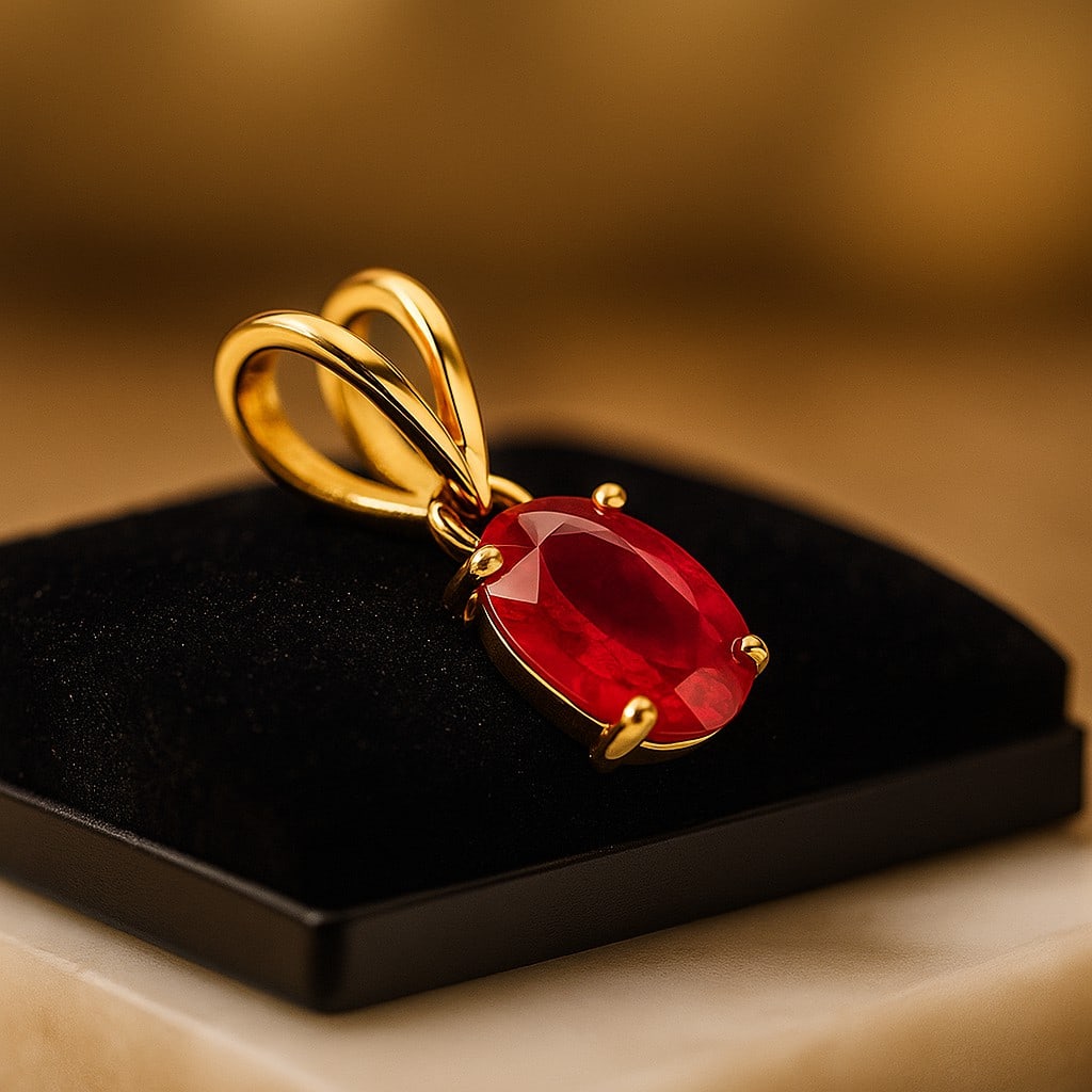 NATURAL RUBY GEMSTONE 14KT YELLOW GOLD HANDMADE PENDANT JEWELRY (1 of 4)