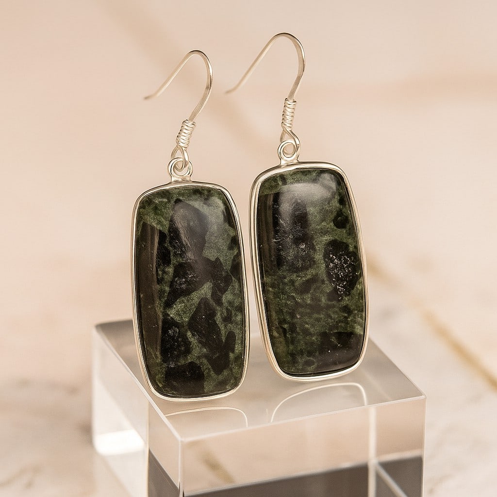 BLACK TOURMALINE 92.5 STERLING SILVER EARRING (1 of 4)