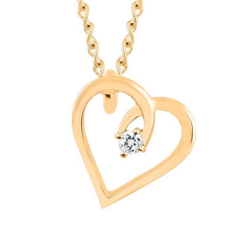 Natural Diamond 14 KT Yellow Gold Heart Pendant (1 of 3)
