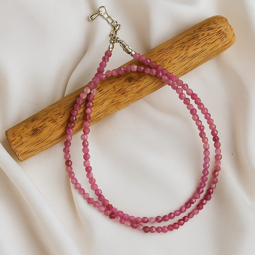 Natural Pink Tourmaline Gemstone 8 MM Round Smooth Beads Necklace: Natural Pink Tourmaline Gemstone 8 MM Round Smooth Beads Necklace Gemstone : Pink Tourmaline Shape : Round Beads Beads Size : 3 MM Beads Type : Micro Faceted Necklace Length : 17.5 Inches + 2.5 Inc
