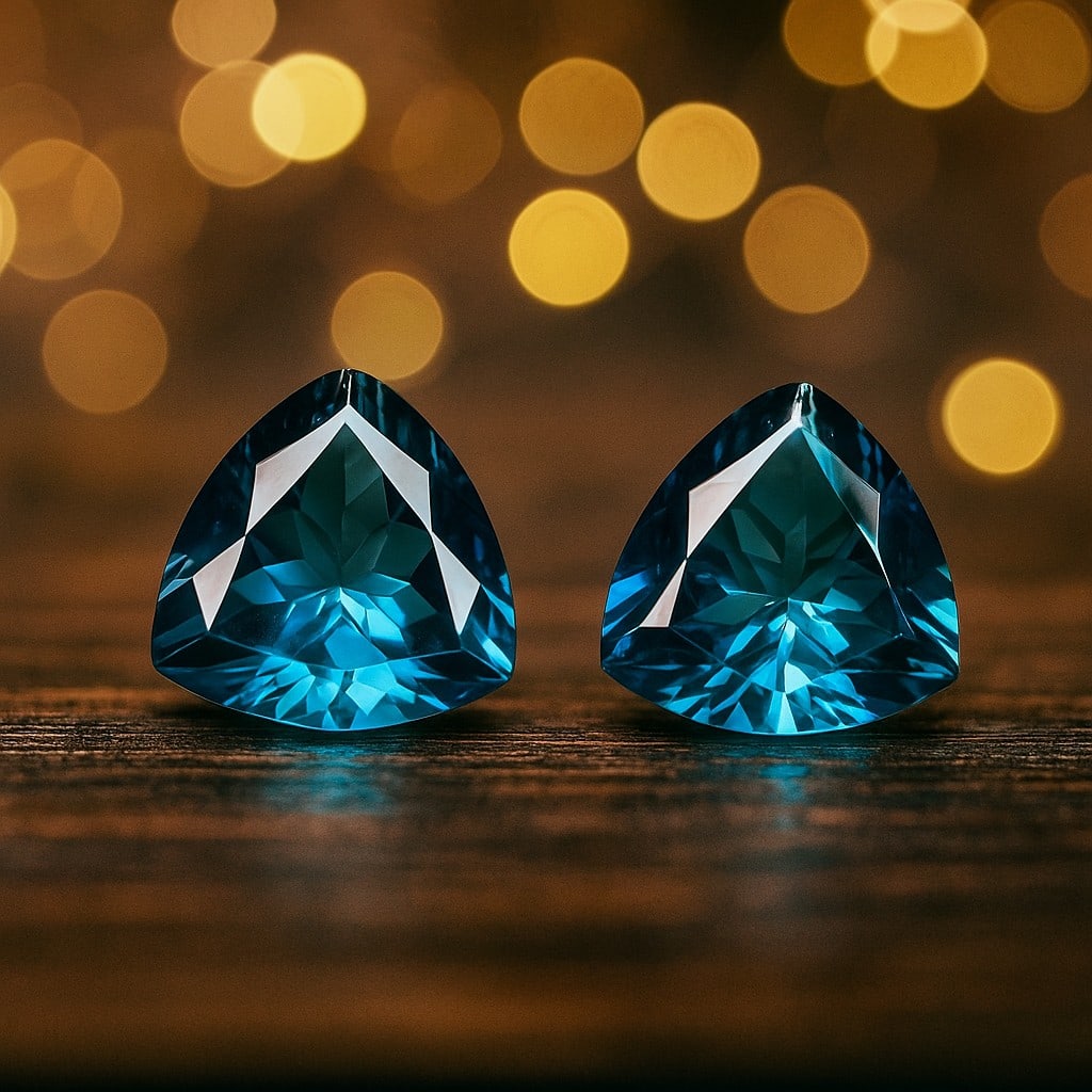Natural London Blue Topaz 11 MM Trillion Cut Gemstone Pair (1 of 6)