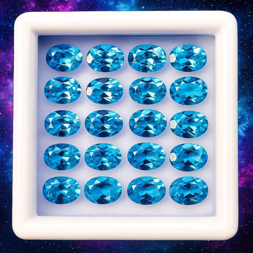 Swiss Blue Topaz 6X4 MM Oval Faceted Cut 20 Pieces: Natural Swiss Blue Topaz 6X4 MM Oval Faceted Cut 20 Pieces Gemstone : Swiss Blue Topaz Shape : Oval Size : 6X4 MM Color : Sky Blue Type : Faceted Cut Quantity : 20 Pieces W