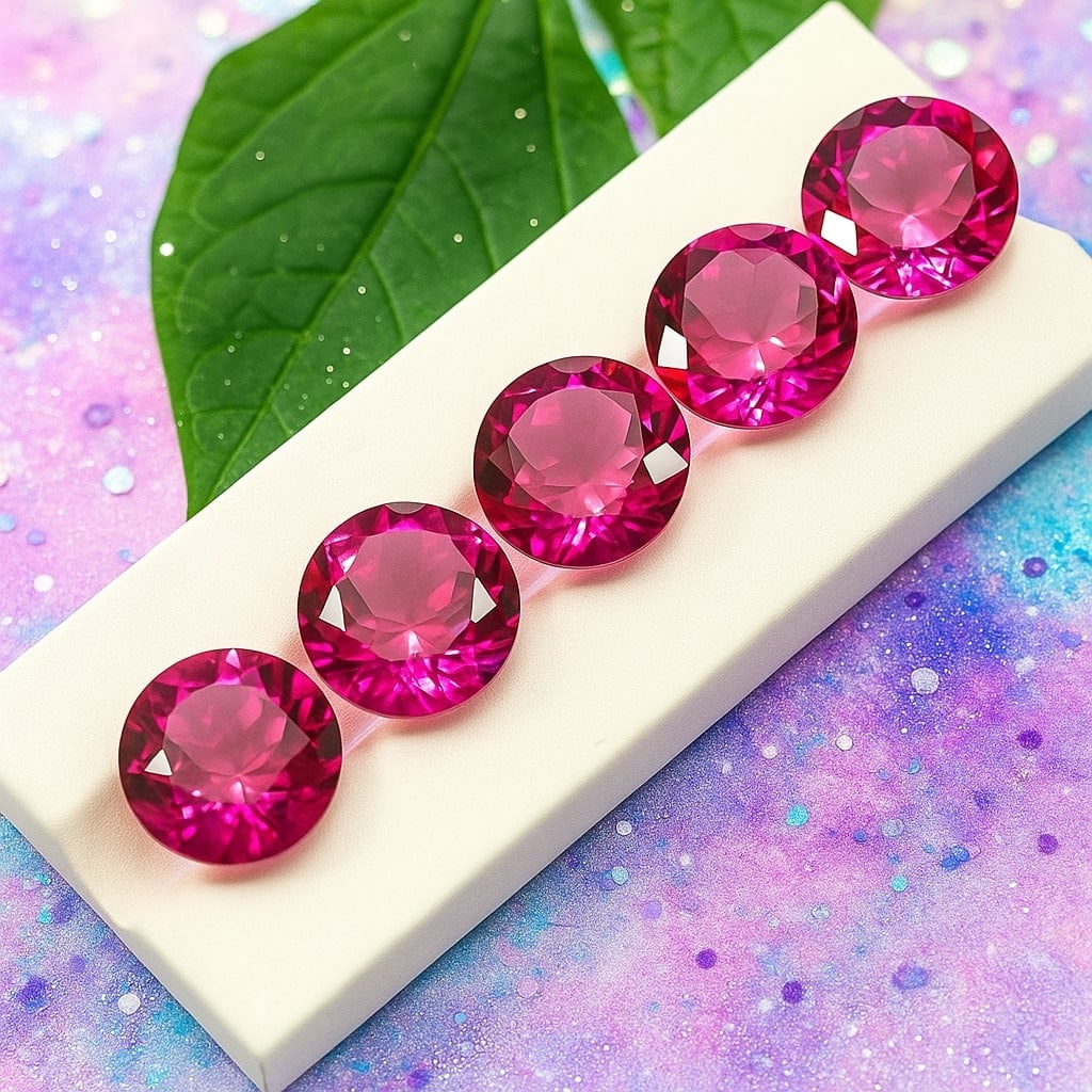 Natural Pink Topaz 12 MM Round Faceted Cut 5 Pieces (1 of 14)