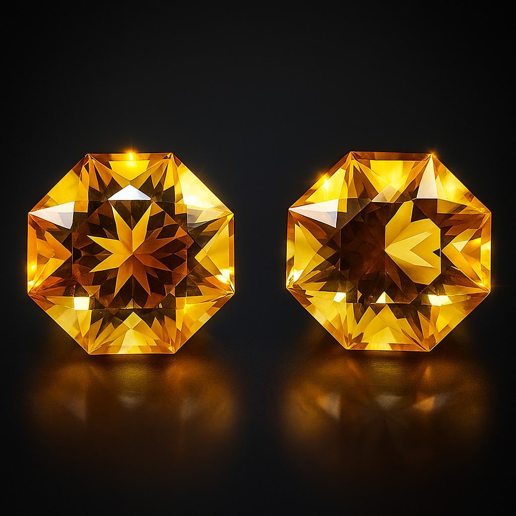 Natural Citrine Star Flower Concave Cut 11.50 Carats Gemstone Pair: Natural Citrine Star Flower Concave Cut 11.50 Carats Gemstone Pair Gemstone : Citrine Stone Shape : Star Flower Stone Cutting Type : Concave Cut Stone Weight : 11.50 Carats Stone Measurement :
