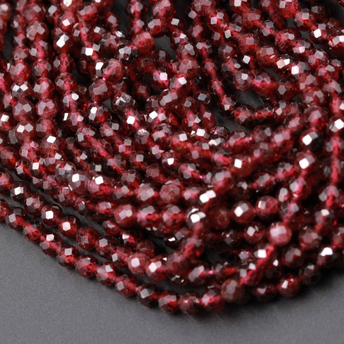 Natural Red Garnet Gemstone 4 mm Round Micro Faceted Beads 10 Strand: Natural Red Garnet Gemstone 4 mm Round Micro Faceted Beads 10 Strand Product Type : Loose Beads Strand Gemstone : Red Garnet Beads Shape : Round Micro Faceted Beads Size : 4 mm Quantity :