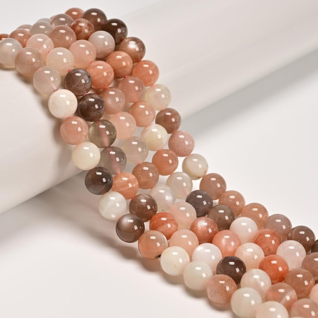 Natural Silvery Peach Moonstone 6 MM Round Smooth Plain Beads 10 Strand (1 of 4)