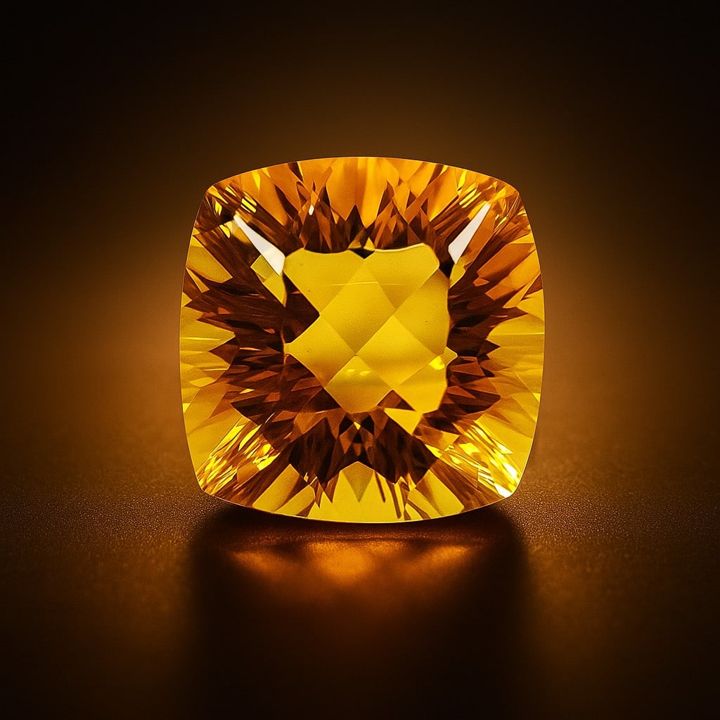 Natural Citrine Cushion Concave Cut 21.95 Cts. Gemstone: Natural Citrine Cushion Concave Cut 21.95 Cts. Gemstone Gemstone : Citrine Shape : Cushion Size : 18X18X12.5 MM Color : Golden Yellow Type : Concave Cut Quantity : 1 Pieces