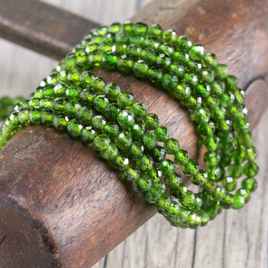 Natural Chrome Diopside Gemstone 4 MM Round Micro Faceted Beads 5 Strand (1 of 3)