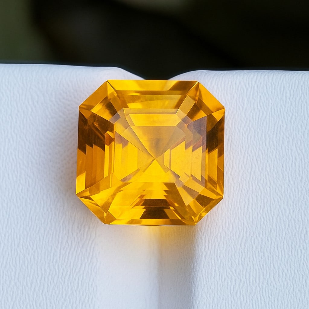 Natural Golden Citrine Octagon Faceted Cut 10.2 Cts. Gemstone (1 of 3)