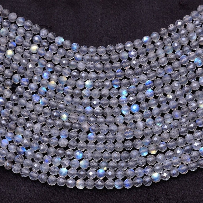 Natural Labradorite Gemstone 3 mm Round Micro Faceted Beads 10 Strand: Natural Labradorite Gemstone 3 mm Round Micro Faceted Beads 10 Strand Product Type : Loose Beads Strand Gemstone : Labradorite Beads Shape : Round Micro Faceted Beads Size : 3 mm Quantity : </