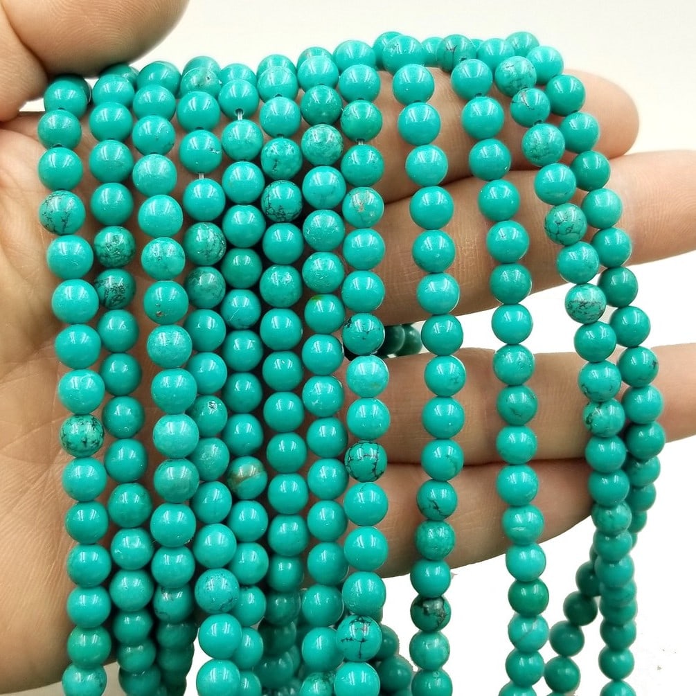 Green Turquoise Gemstone 4 mm Round Smooth Plain Beads 10 Strand: Green Turquoise Gemstone 4 mm Round Smooth Plain Beads 10 Strand Product Type : Loose Beads Strand Gemstone : Turquoise Beads Shape : Round Smooth Plain Beads Size : 4 mm Quantity : 10 Lin