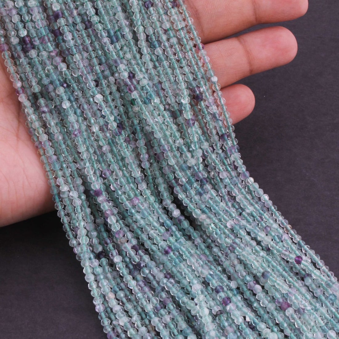 Natural Rainbow Fluorite Gemstone 2 mm Round Micro Faceted Beads 10 Strand (1 of 5)