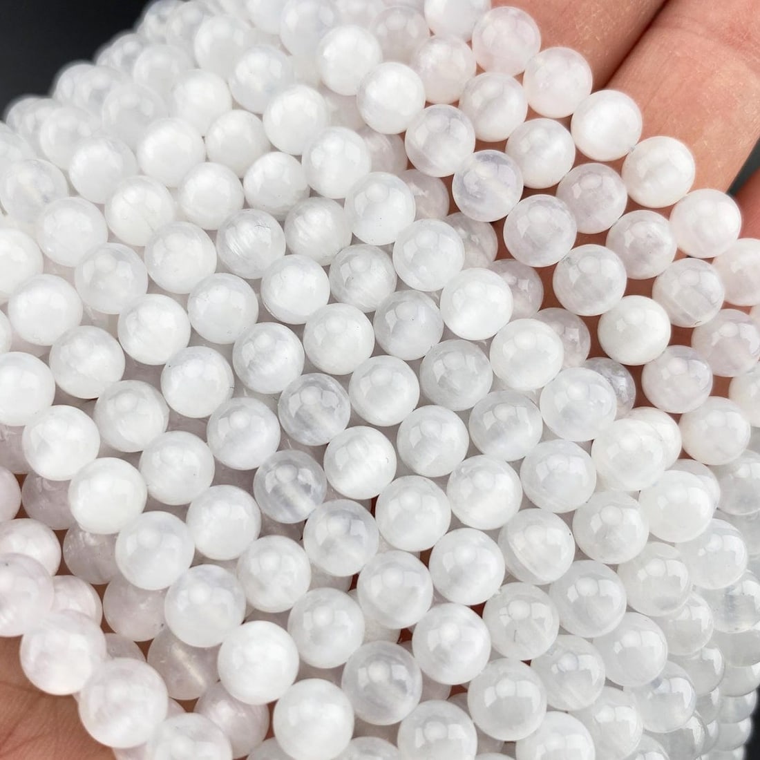 Natural Madagascar Selenite Gypsum Gemstone 4 MM Round Smooth Plain Beads 10 Strand (1 of 4)