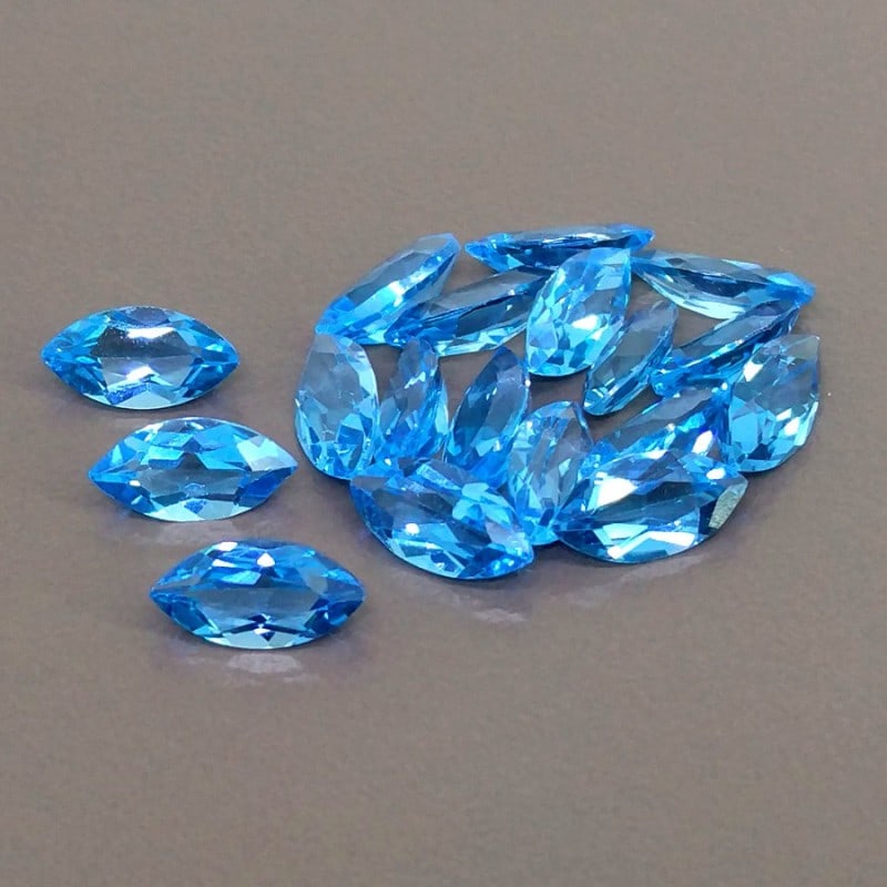 Swiss Blue Topaz 3x6 MM Marquise Faceted Cut 25 Pieces: Natural Swiss Blue Topaz 3x6 MM Marquise Faceted Cut 25 Pieces Gemstone : Swiss Blue Topaz Shape : Marquise Size : 3x6 MM Color : Sky Blue Type : Faceted Cut Quantity : 25 Pieces