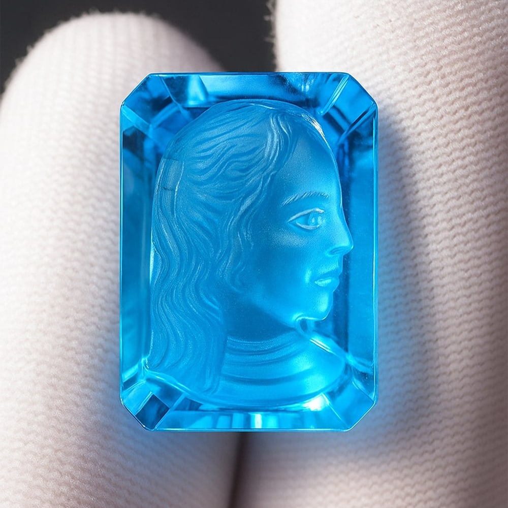Natural Blue Topaz Octagon Cut Queen Carved Hand Cut 16.95 Cts. Gemstone: Natural Blue Topaz Octagon Cut Queen Carved Hand Cut 16.95 Cts. Gemstone Blue Topaz Shape : Octagon Cut Queen Carved Size : 18x13x8 MM Color : Blue Type : Hand Cut Quantity : 1 Piec
