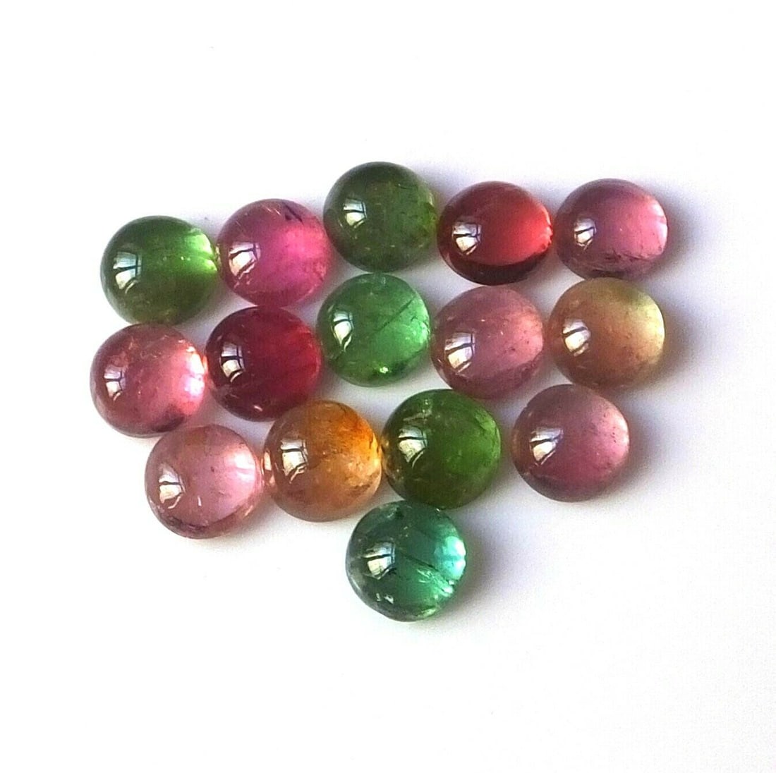 Multi Tourmaline 8 MM Round Cabochon 10 Pieces (1 of 1)