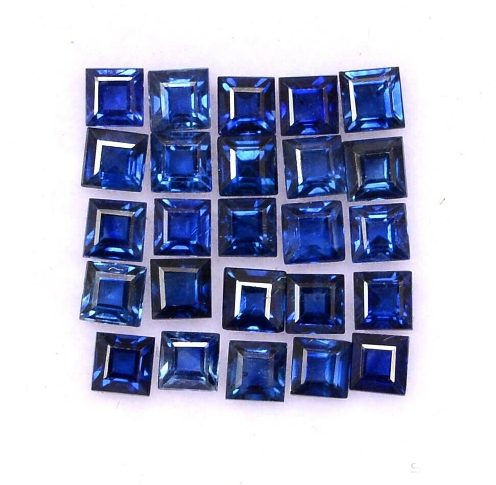 Blue Sapphire 5x5 MM Square Faceted Cut 15 Pieces: Natural Blue Sapphire 5x5 MM Square Faceted Cut 15 Pieces Gemstone : Blue Sapphire Shape : Square Size : 5x5 MM Color : Blue Type : Faceted Cut Quantity : 15 Pieces Weight