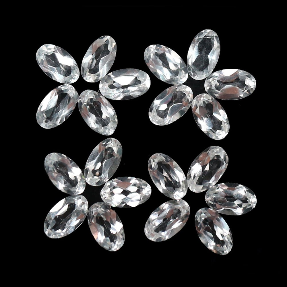 White Topaz 5x3 MM Oval Faceted Cut 50 Pieces: Natural White Topaz 5x3 MM Oval Faceted Cut 50 Pieces Gemstone : White Topaz Shape : Oval Size : 5x3 MM Color : White (Colorless) Type : Faceted Cut Quantity : 50 Pieces We