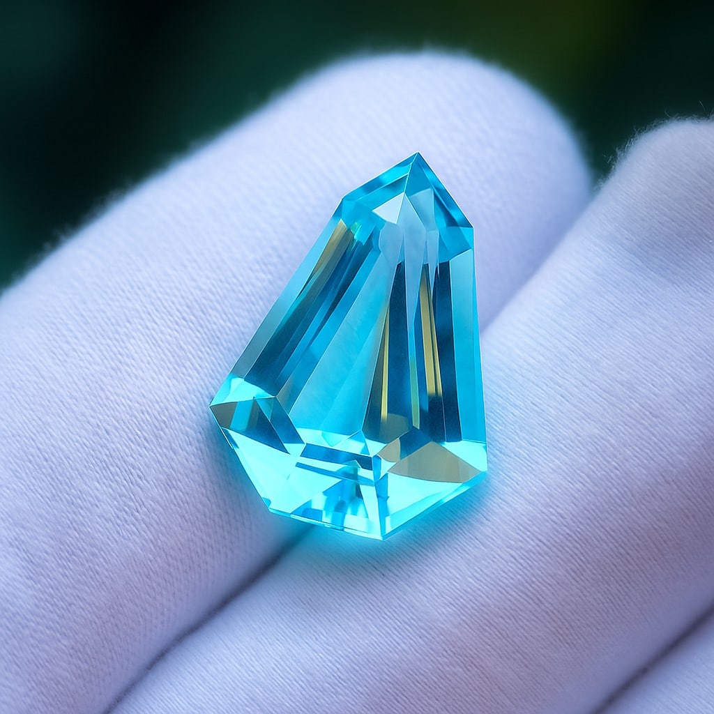 Natural Blue Topaz Fancy Shaped Faceted Cut 17.1 Cts. Gemstone (1 of 4)
