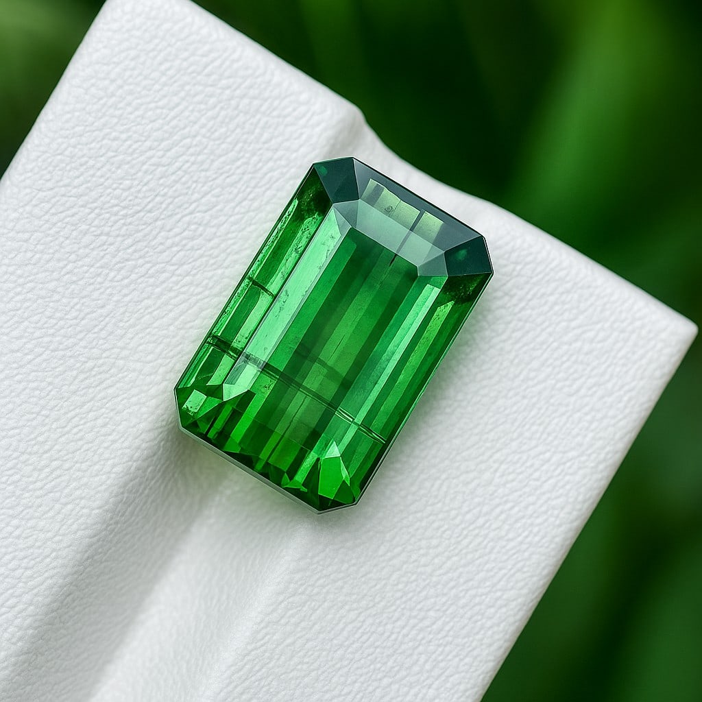 Natural Green Tourmaline Octagon Faceted Cut 12.25 Cts. Gemstone: Natural Green Tourmaline Octagon Faceted Cut 12.25 Cts. Gemstone Green Tourmaline Shape : Octagon Size : 17x9x8 MM Color : Green Type : Faceted Cut Quantity : 1 Piece Weight : <