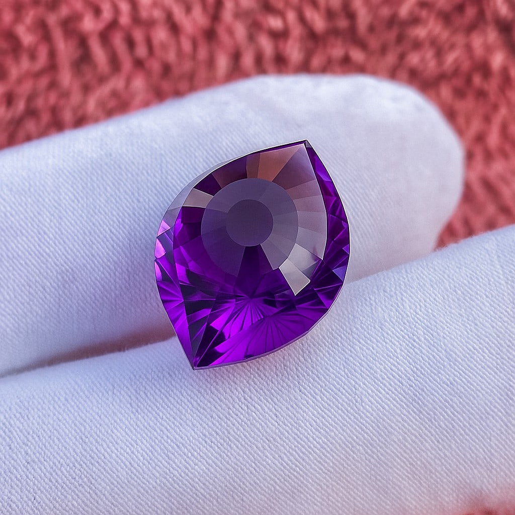 Natural Amethyst Eye Faceted Cut 24.3 Cts. Gemstone: Natural Amethyst Eye Faceted Cut 24.3 Cts. Gemstone Gemstone : Amethyst Shape : Eye Size : 23X17X13 MM Color : Purple Type : Faceted Cut Quantity : 1 Pieces Weight : 24.