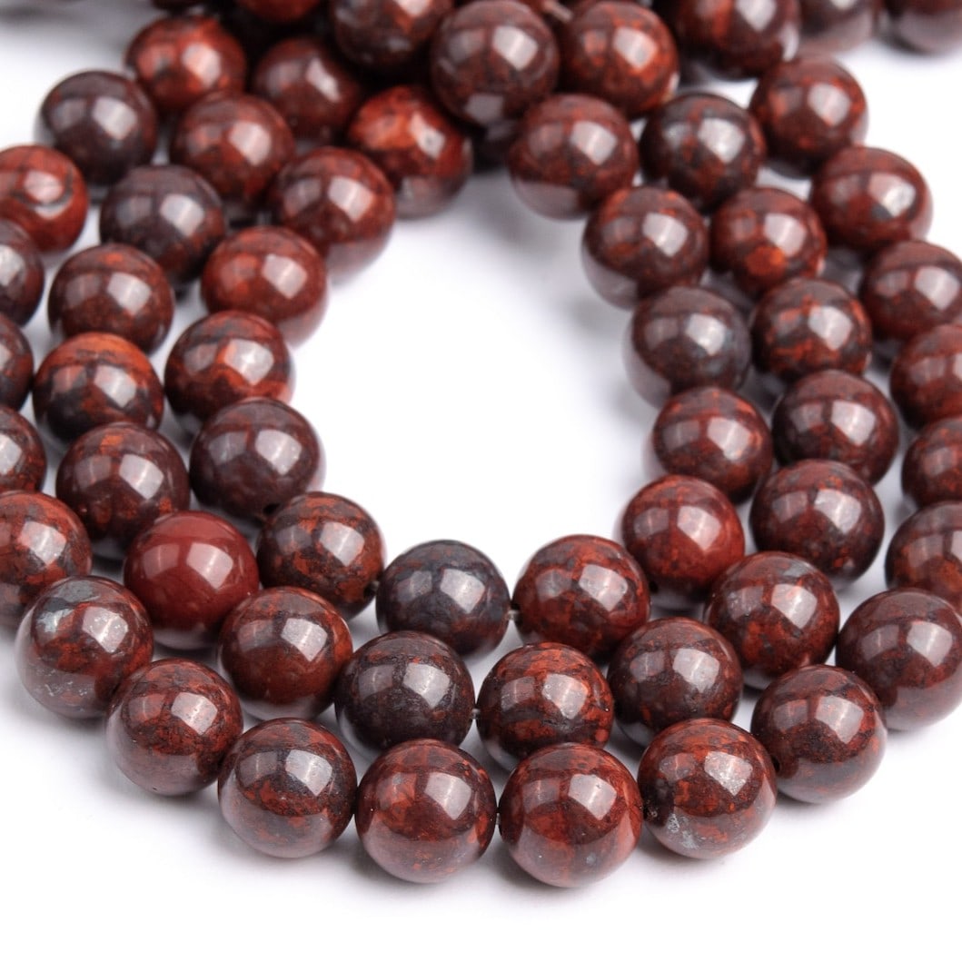 Natural Red Brecciated Flame Jasper 8 MM Round Smooth Plain Beads 10 Strand (1 of 3)
