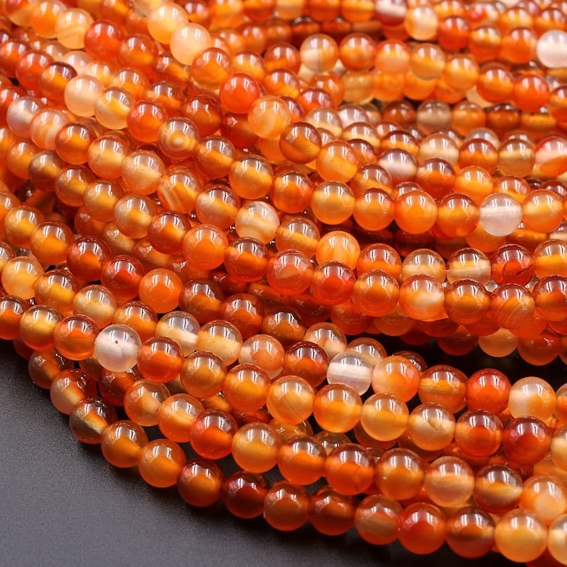 Natural Carnelian Gemstone 8 MM Round Smooth Beads 5 Strand (1 of 6)