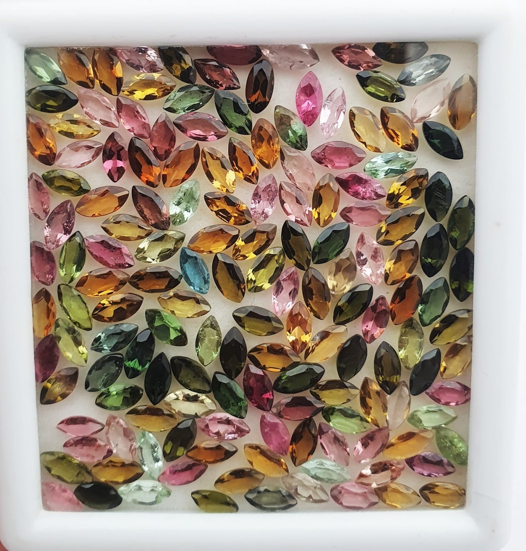Multi Tourmaline 2.5x5 MM Marquise Faceted Cut 25 Pieces (1 of 3)