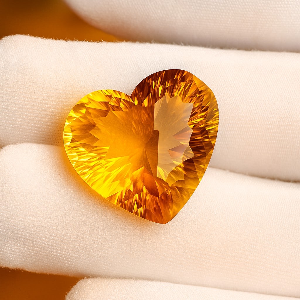 Natural Citrine Heart Concave Cut 22.75 Cts. Gemstone (1 of 3)