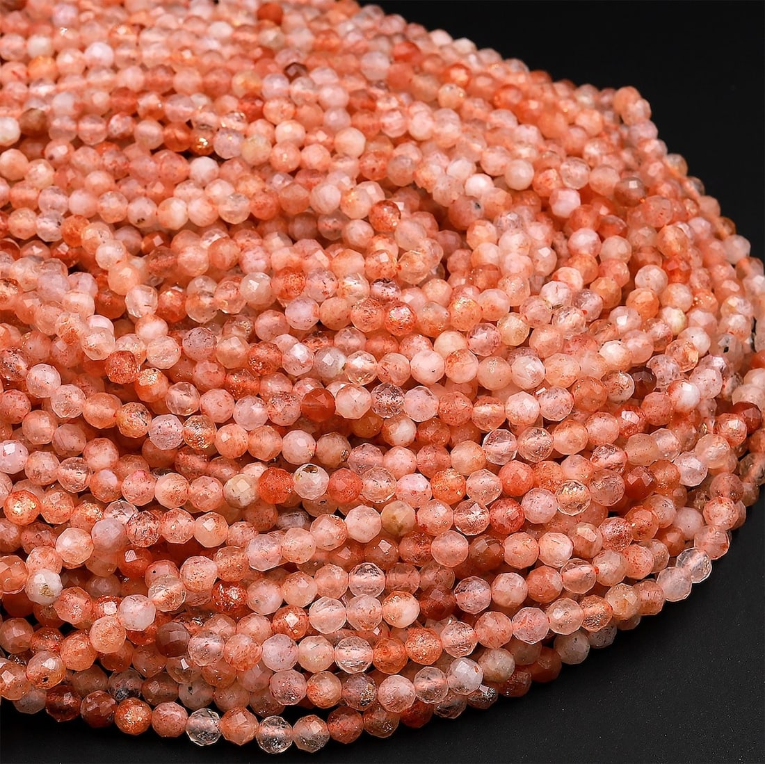 Natural Sunstone Gemstone 6 mm Round Faceted Beads 10 Strand (1 of 4)