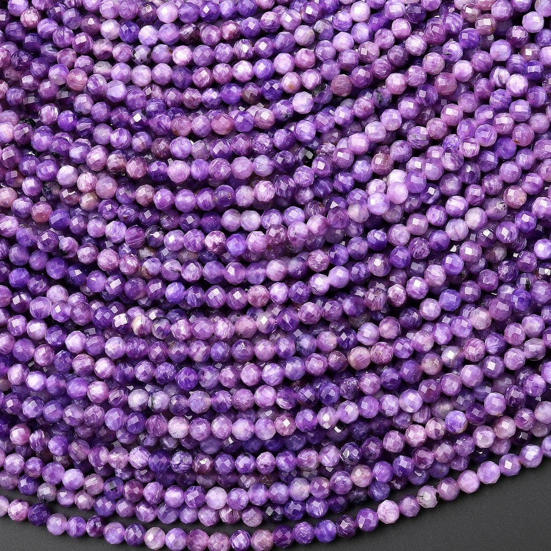 Natural Charoite Gemstone 3 MM Round Micro Faceted Beads 5 Strand (1 of 3)