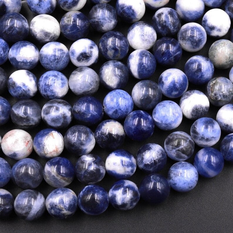 Natural Sodalite AB+ Quality Gemstone 10 mm Round Smooth Plain Beads 10 Strand: Natural Sodalite AB+ Quality Gemstone 10 mm Round Smooth Plain Beads 10 Strand Product Type : Loose Beads Strand Gemstone : Sodalite AB+ Quality Beads Shape : Round Smooth Plain Beads Size : 10 mm