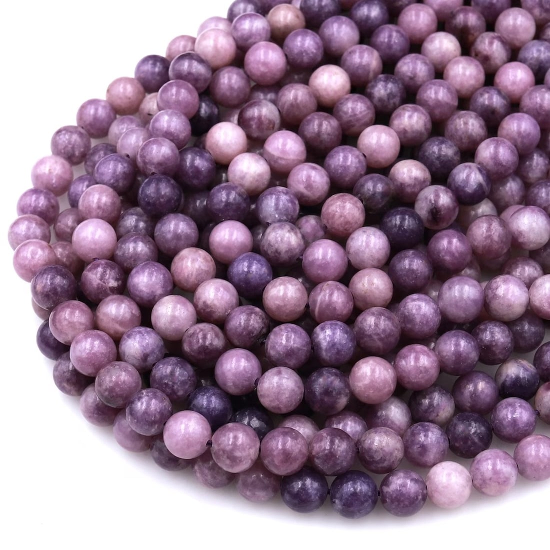 Natural Lepidolite Gemstone 10 mm Round Smooth Plain Beads 10 Strand (1 of 6)