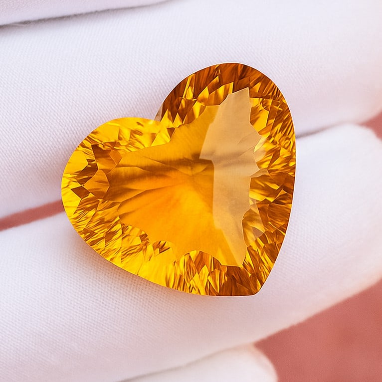 Natural Citrine Heart Concave Cut 26.30 Cts. Gemstone (1 of 3)