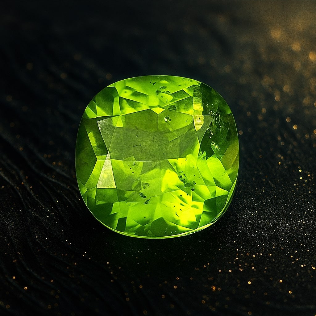 Natural Peridot Cushion Faceted Cut 12 Cts. Gemstone: Natural Peridot Cushion Faceted Cut 12 Cts. Gemstone Gemstone : Peridot Shape : Cushion Size : 14.5X14.5X9 MM Color : Green Type : Faceted Cut Quantity : 1 Pieces Weight : <
