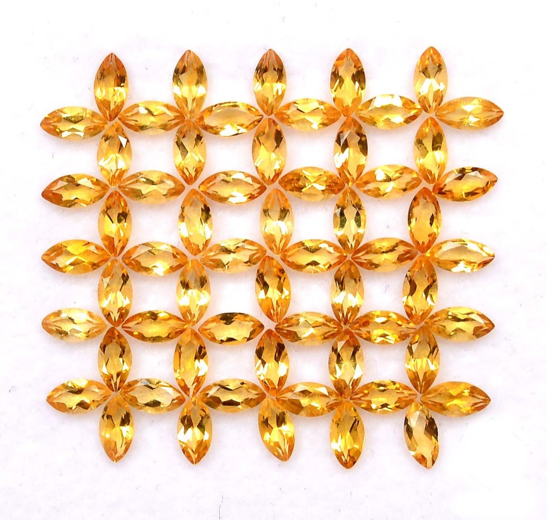 Citrine 5x10 MM Marquise Faceted Cut 25 Pieces: Natural Citrine 5x10 MM Marquise Faceted Cut 25 Pieces Gemstone : Citrine Shape : Marquise Size : 5x10 MM Color : Yellow Type : Faceted Cut Quantity : 25 Pieces Weight : </