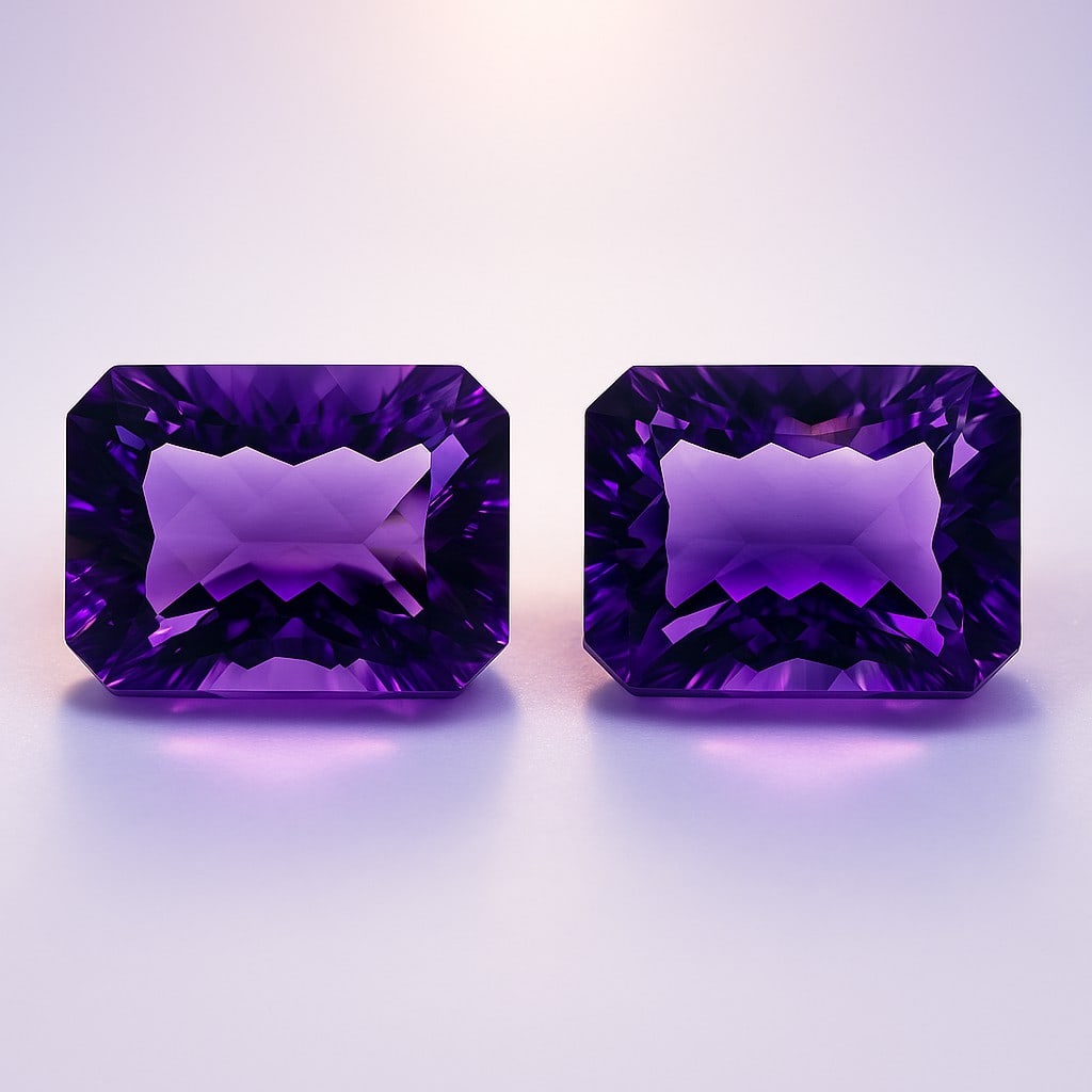 Natural Amethyst 24.35 Ct Octagon Cut Gemstone Pair (1 of 7)