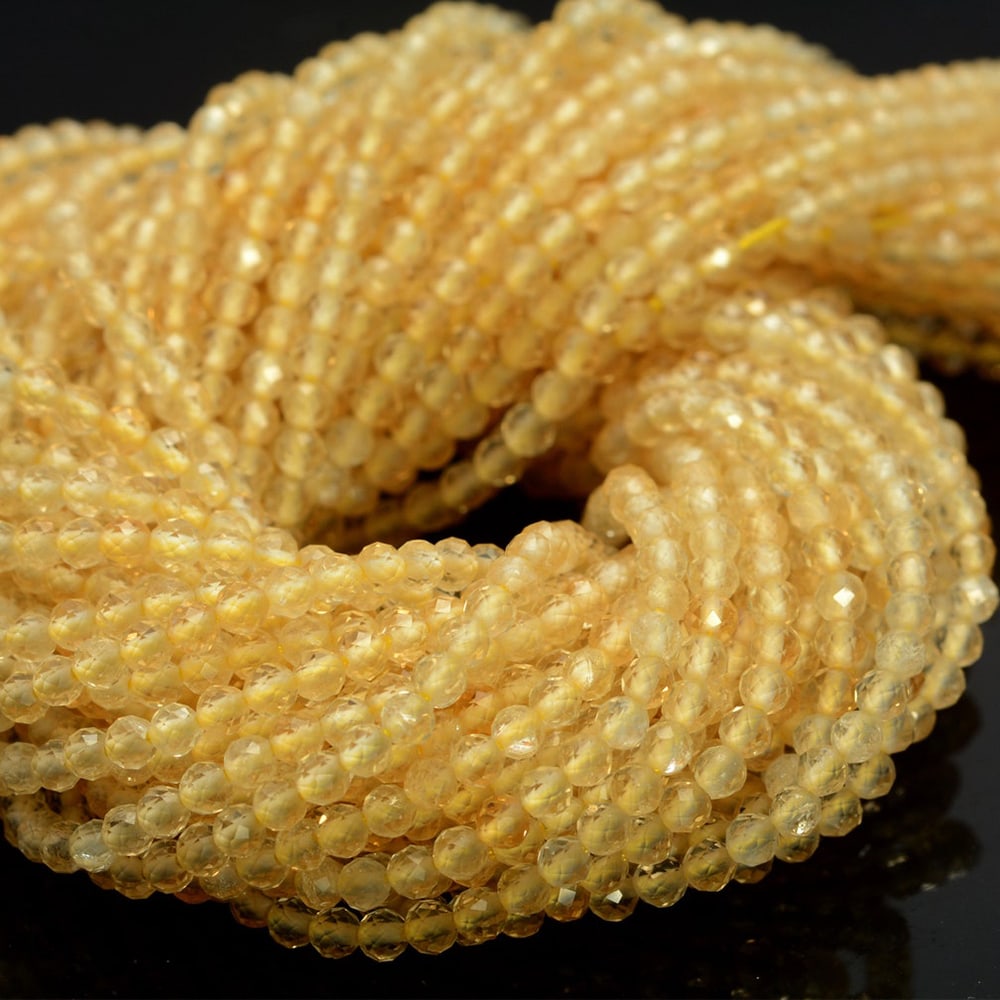 Natural Citrine Gemstone 3 mm Round Micro Faceted Beads 10 Strand: Natural Citrine Gemstone 3 mm Round Micro Faceted Beads 10 Strand Product Type : Loose Beads Strand Gemstone : Citrine Beads Shape : Round Micro Faceted Beads Size : 3 mm Quantity : 10 Lin