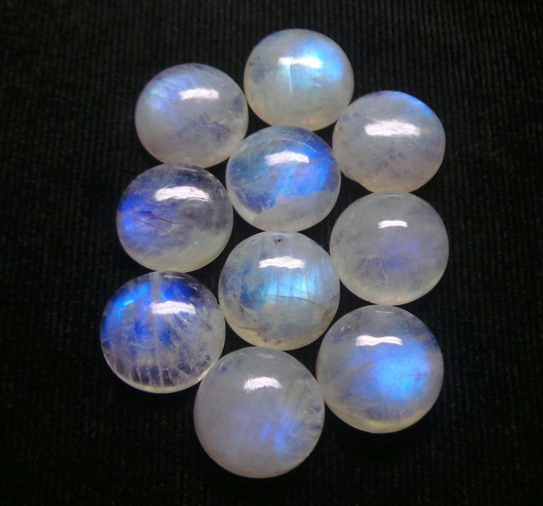 Rainbow Moonstone 12 MM Round Cabochon 10 Pieces (1 of 4)