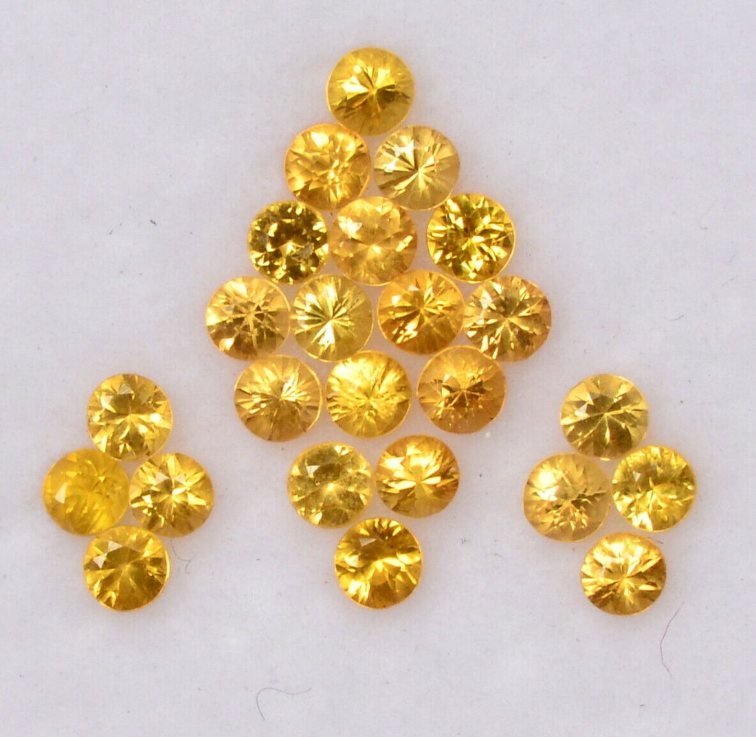 Yellow Sapphire 1.50 MM Round Diamond Cut 250 Pieces: Natural Yellow Sapphire 1.50 MM Round Diamond Cut 250 Pieces Gemstone : Yellow Sapphire Shape : Round Size : 1.50 MM Color : Yellow Type : Diamond Cut Quantity : 250 Pieces