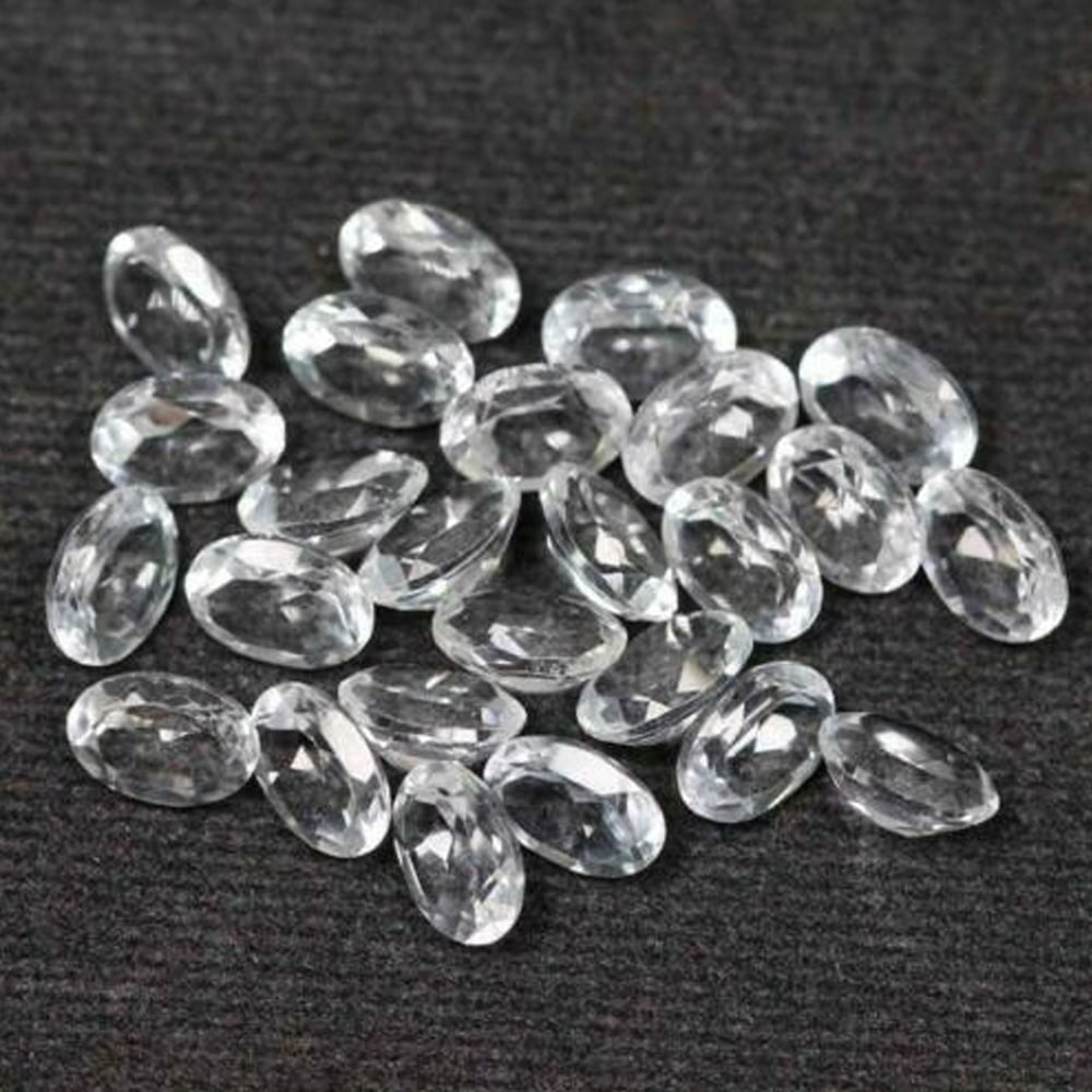 White Topaz 6x4 MM Oval Faceted Cut 50 Pieces: Natural White Topaz 6x4 MM Oval Faceted Cut 50 Pieces Gemstone : White Topaz Shape : Oval Size : 6x4 MM Color : White (Colorless) Type : Faceted Cut Quantity : 50 Pieces We