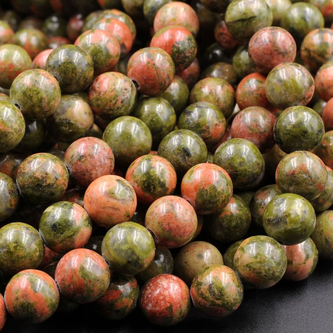 Natural Unakite Gemstone 10 mm Round Smooth Plain Beads 10 Strand (1 of 9)