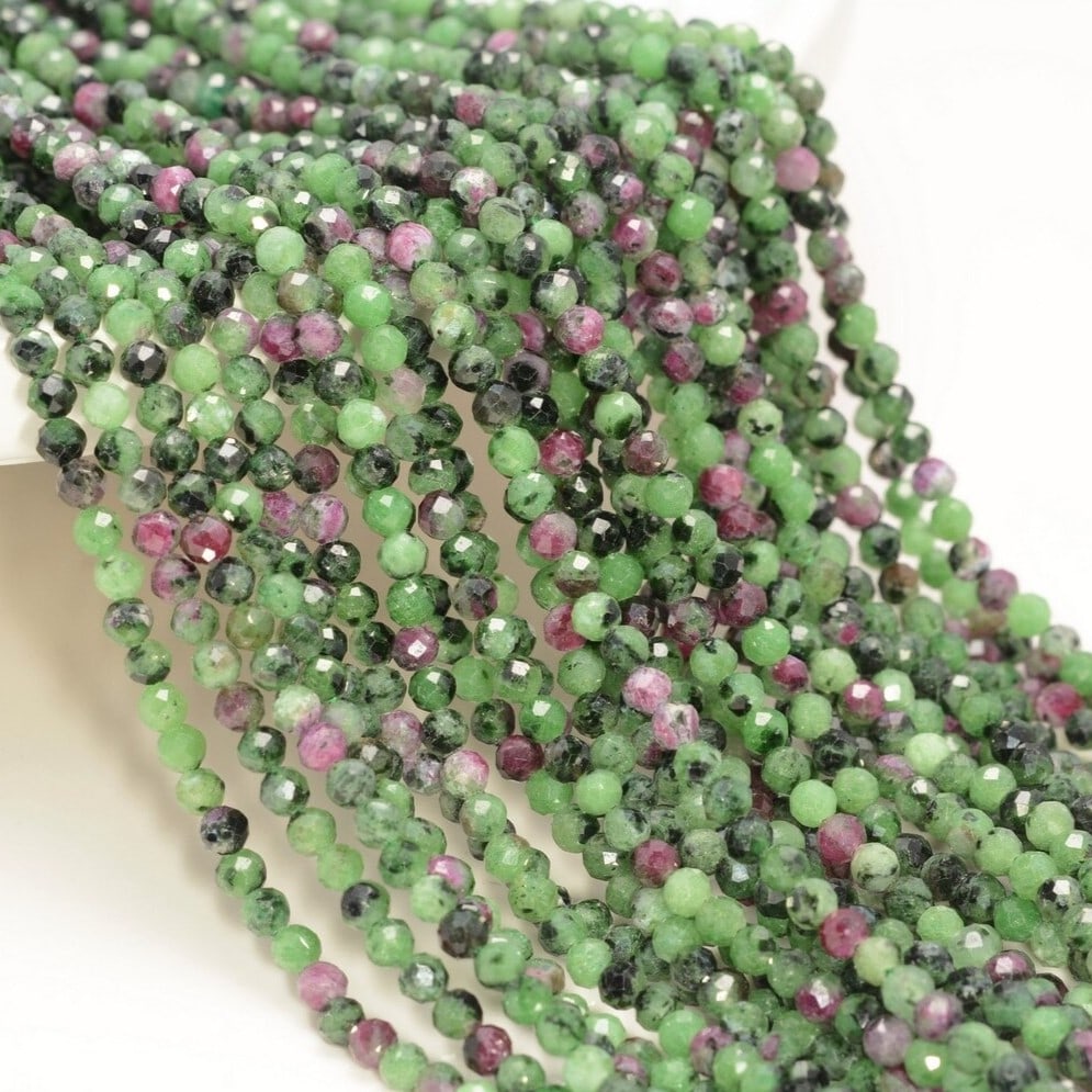 Natural Ruby Zoisite Gemstone 4 mm Round Micro Faceted Beads 10 Strand (1 of 4)